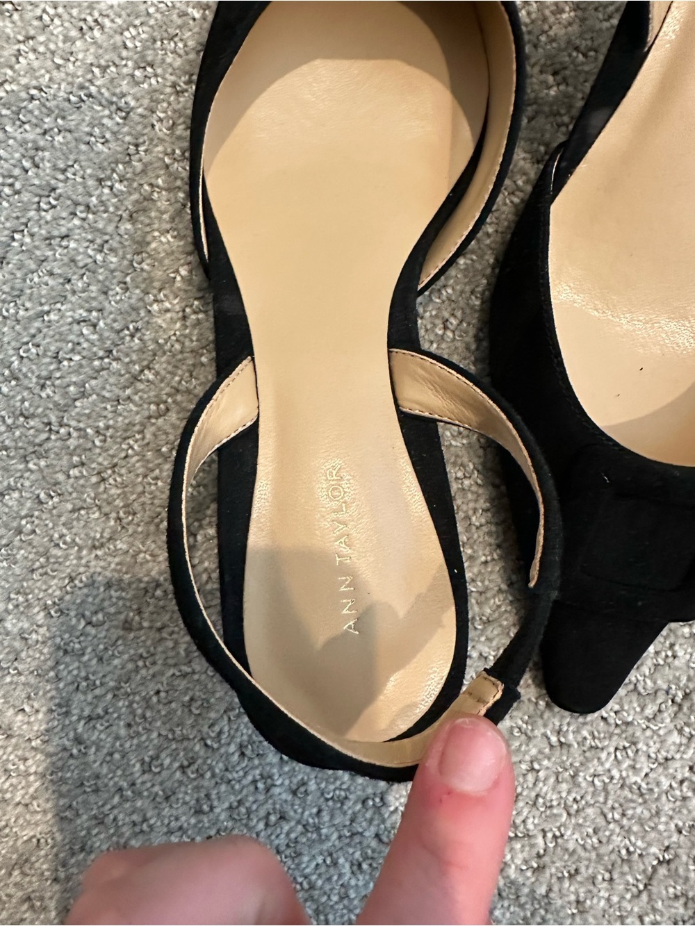 Ann Taylor Black Suede Pointed Slingback Heels - Picture 3 of 6